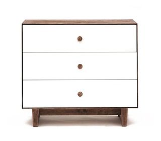 Merlin 3 drawer Dresser White/Walnut - Oeuf NYC